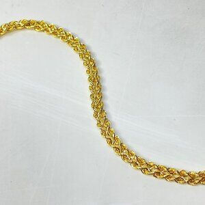 14K yellow Gold Double Rope, braid rope, Bracelet Vintage 7.5" 6.5mm 4g JR1124